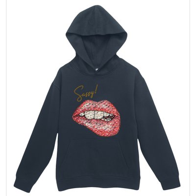 Sassy Lips Sexy Girl Graphic Sexy Lips Biting Urban Pullover Hoodie