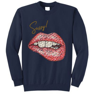 Sassy Lips Sexy Girl Graphic Sexy Lips Biting Tall Sweatshirt