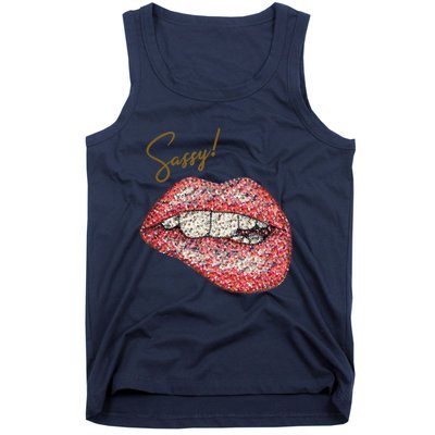 Sassy Lips Sexy Girl Graphic Sexy Lips Biting Tank Top