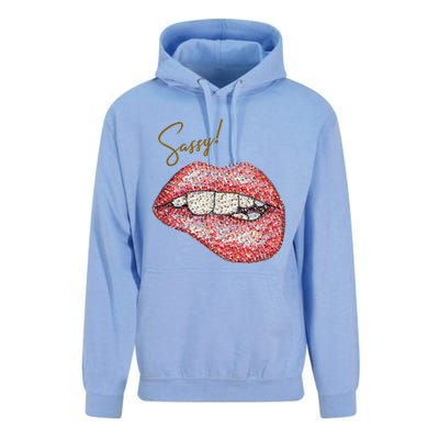 Sassy Lips Sexy Girl Graphic Sexy Lips Biting Unisex Surf Hoodie