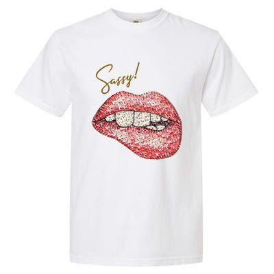 Sassy Lips Sexy Girl Graphic Sexy Lips Biting Garment-Dyed Heavyweight T-Shirt