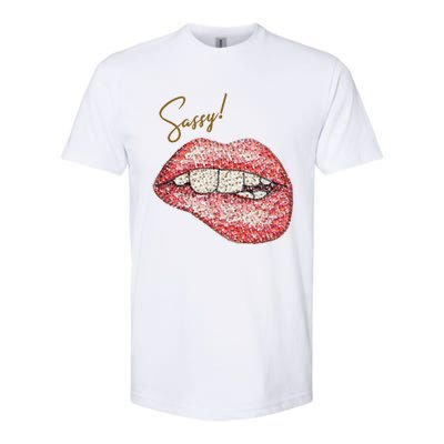 Sassy Lips Sexy Girl Graphic Sexy Lips Biting Softstyle CVC T-Shirt