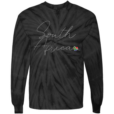 Simple Love South African Flag Heart On South Africa Tie-Dye Long Sleeve Shirt