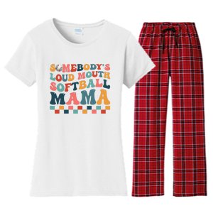 Somebody's Loudmouth Softball Mama Mom Mother's Day Women's Flannel Pajama Set