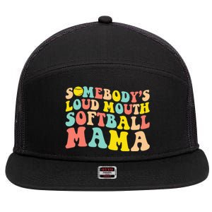 Somebody's Loudmouth Softball Mama Funny Mom Mother's Day 7 Panel Mesh Trucker Snapback Hat