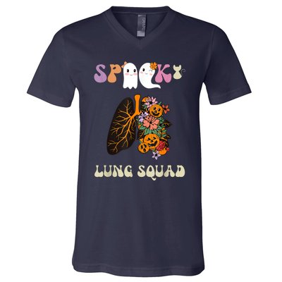 Spooky Lung Squad Respiratory Therapist Halloween V-Neck T-Shirt