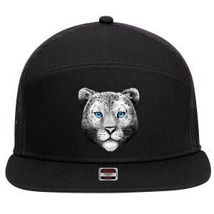 Snow Leopard 7 Panel Mesh Trucker Snapback Hat