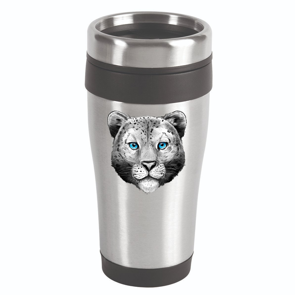 Snow Leopard 16oz Travel Tumbler