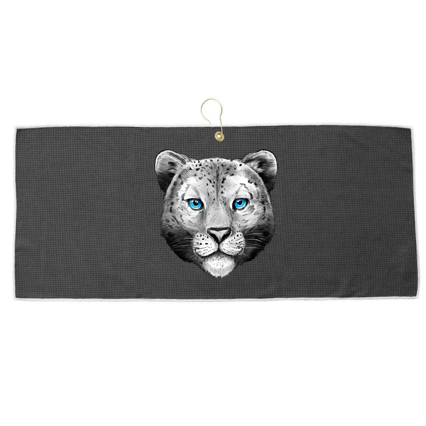 Snow Leopard Large Microfiber Waffle Golf Towel