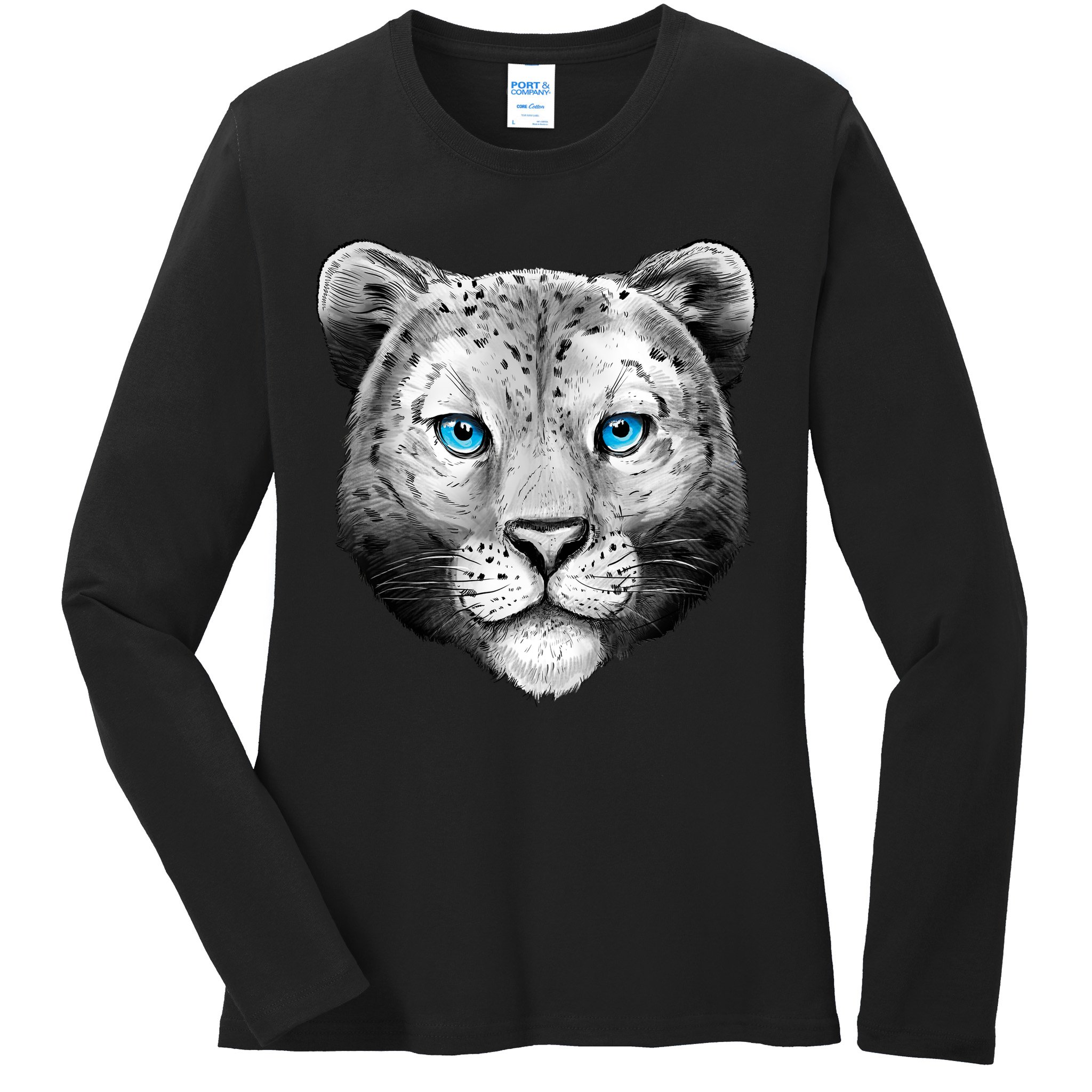 Snow Leopard Ladies Long Sleeve Shirt