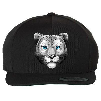 Snow Leopard Wool Snapback Cap