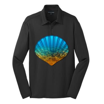 Seashell Lovers Silhouette Earth Day And Ocean Week Gift Silk Touch Performance Long Sleeve Polo