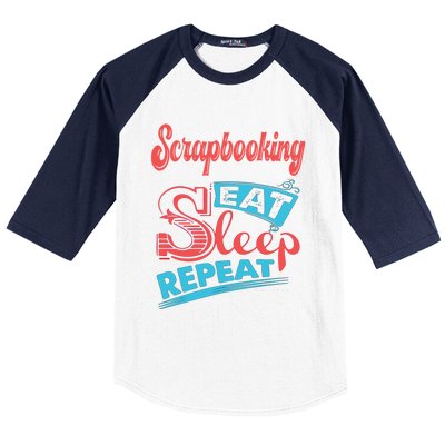 Scrapbooking Lovers Scrapbooking Eat Sleep Repeat Gift Baseball Sleeve Shirt