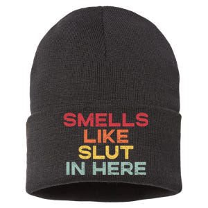 Smells Like Slut In Here Funny Sustainable Knit Beanie