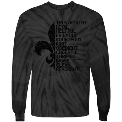 Scout Law Scouting Traits Funny Boy Summer Vacation Tie-Dye Long Sleeve Shirt