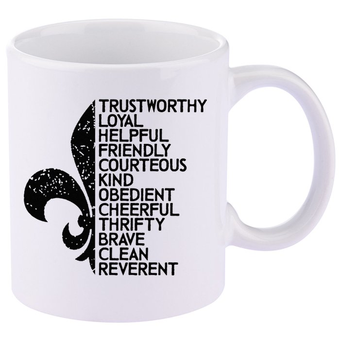Scout Law Scouting Traits Funny Boy Summer Vacation 11oz C Handle Ceramic Mug