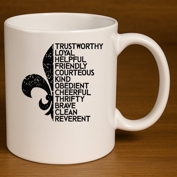 Scout Law Scouting Traits Funny Boy Summer Vacation 11oz C Handle Ceramic Mug