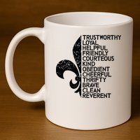 Scout Law Scouting Traits Funny Boy Summer Vacation 11oz C Handle Ceramic Mug