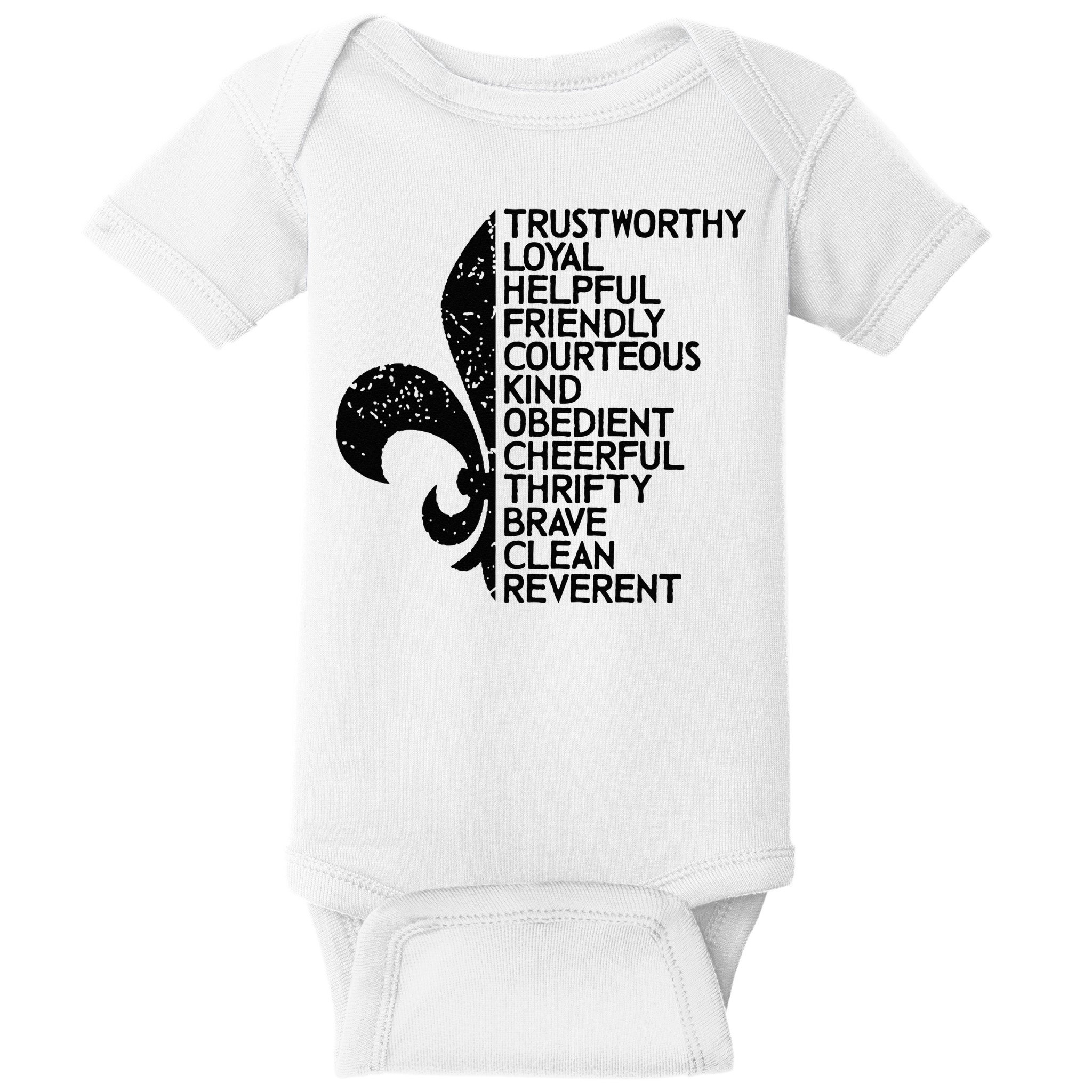 Scout Law Scouting Traits Funny Boy Summer Vacation Baby Bodysuit