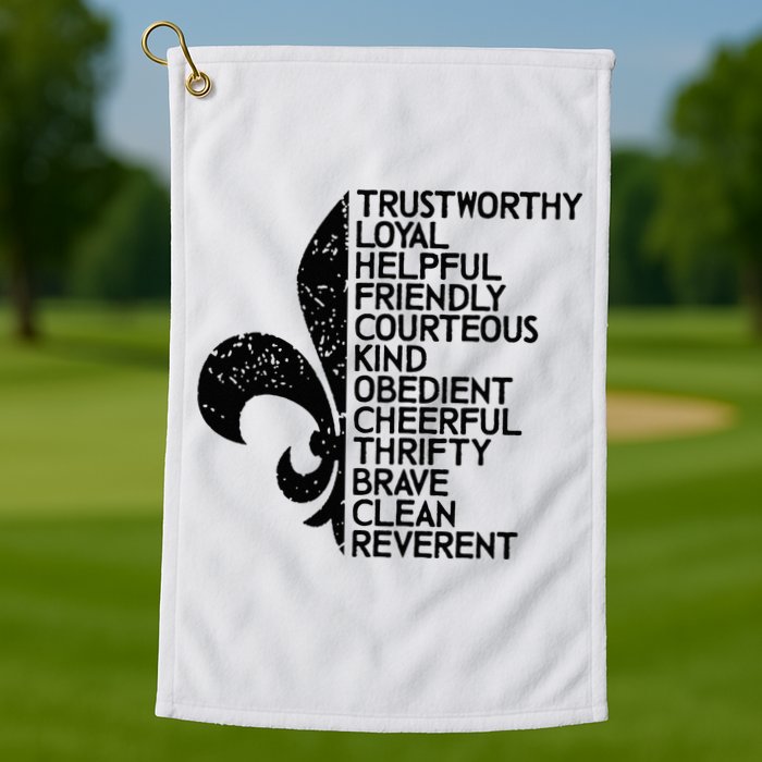Scout Law Scouting Traits Funny Boy Summer Vacation Golf Towel