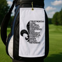 Scout Law Scouting Traits Funny Boy Summer Vacation Golf Towel