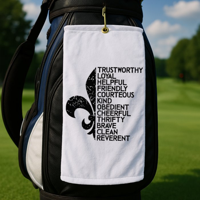 Scout Law Scouting Traits Funny Boy Summer Vacation Golf Towel