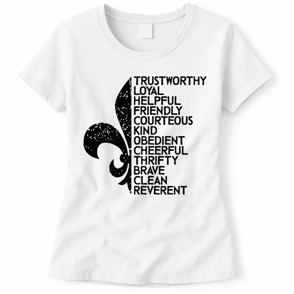 Scout Law Scouting Traits Funny Boy Summer Vacation Womens T-Shirt