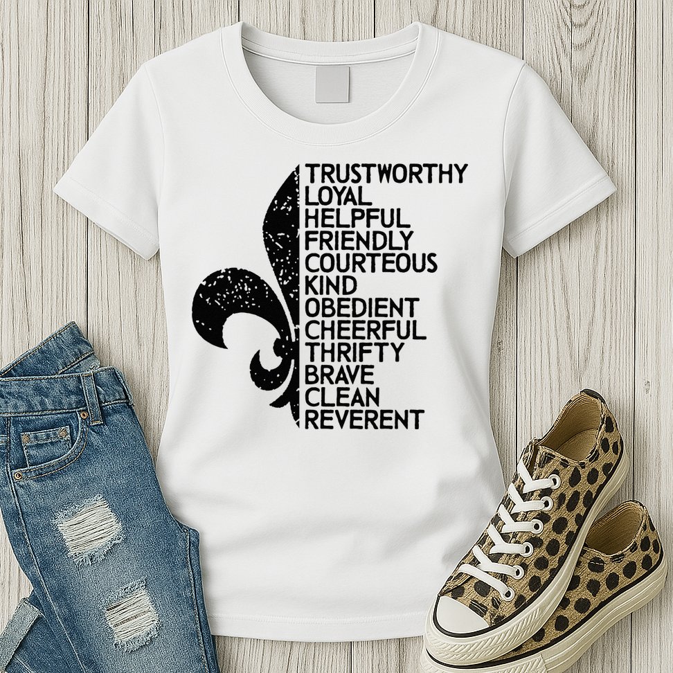 Scout Law Scouting Traits Funny Boy Summer Vacation Womens T-Shirt