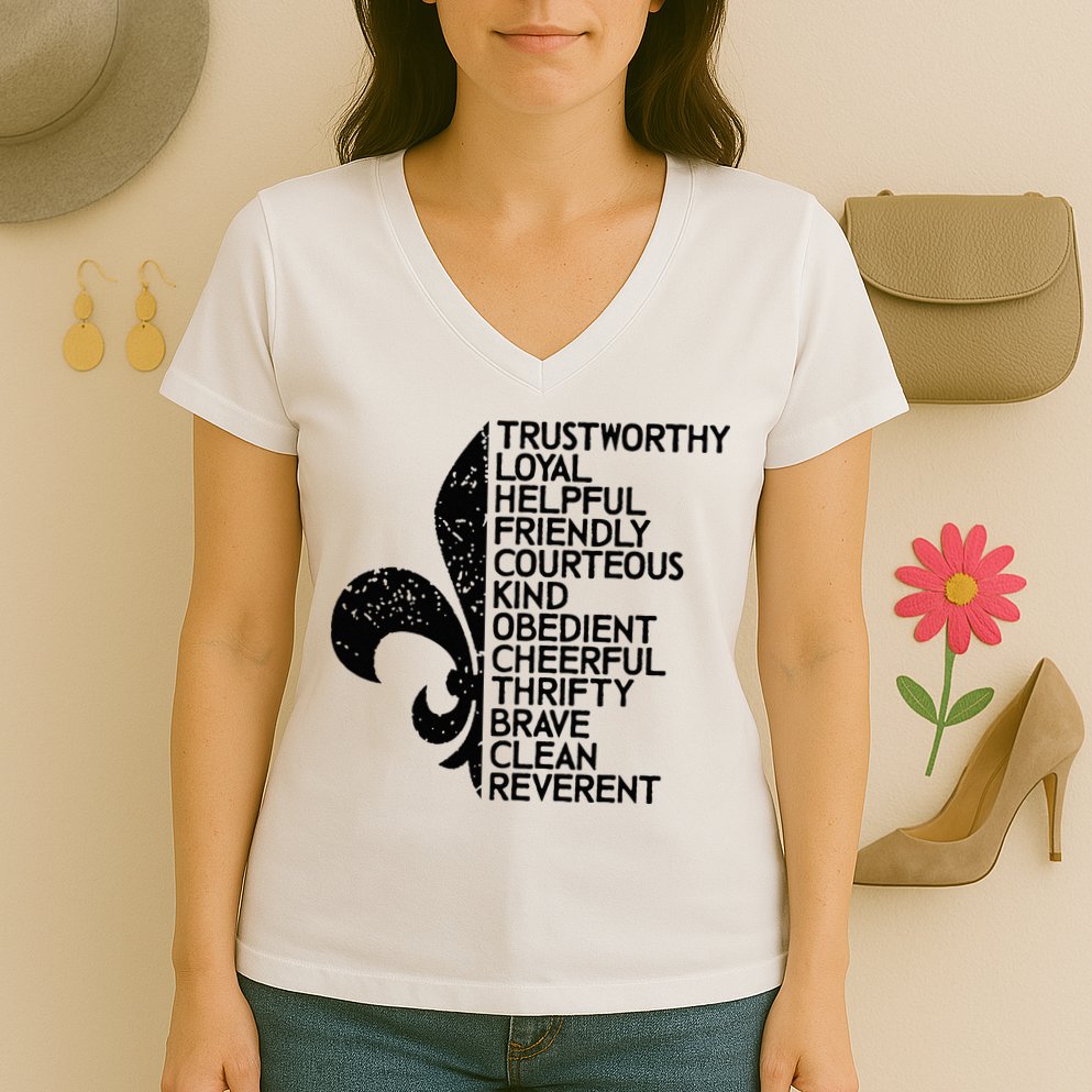 Scout Law Scouting Traits Funny Boy Summer Vacation Women's V-Neck T-Shirt