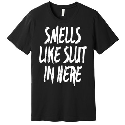 Smells Like Slut In Here Swinger Adult Humor Gift Premium T-Shirt