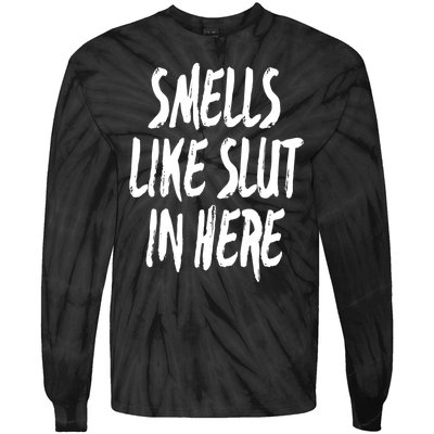 Smells Like Slut In Here Swinger Adult Humor Gift Tie-Dye Long Sleeve Shirt