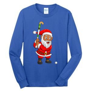 Sports Lover Santa Playing Hockey Christmas Cute Gift Tall Long Sleeve T-Shirt