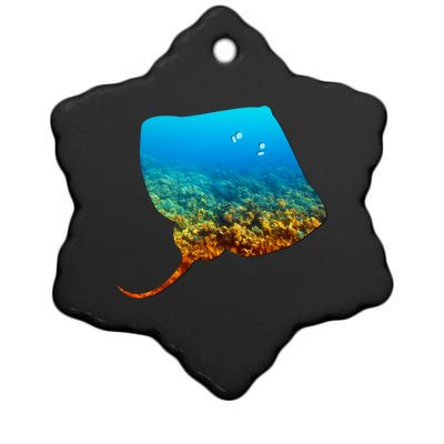 Stingray Lovers Silhouette Earth Day And Ocean Week Gift Ceramic Star Ornament