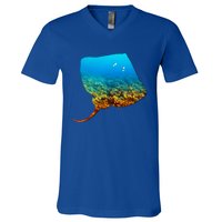 Stingray Lovers Silhouette Earth Day And Ocean Week Gift V-Neck T-Shirt