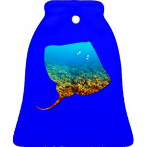 Stingray Lovers Silhouette Earth Day And Ocean Week Gift Ceramic Bell Ornament