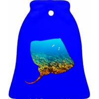 Stingray Lovers Silhouette Earth Day And Ocean Week Gift Ceramic Bell Ornament