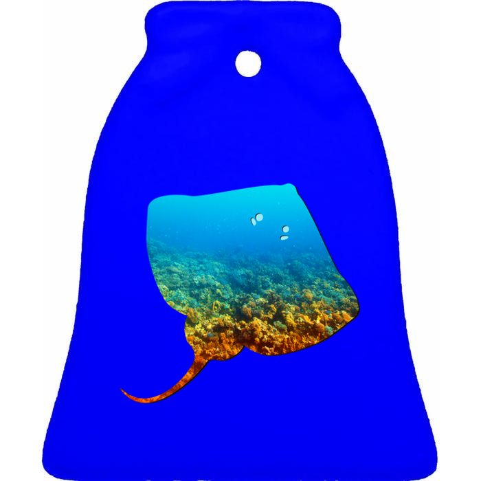 Stingray Lovers Silhouette Earth Day And Ocean Week Gift Ceramic Bell Ornament