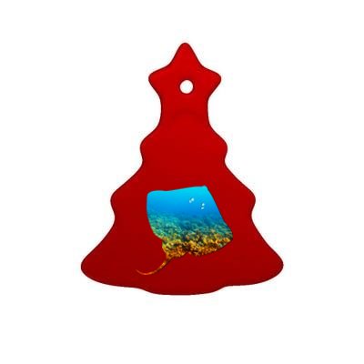 Stingray Lovers Silhouette Earth Day And Ocean Week Gift Ceramic Tree Ornament