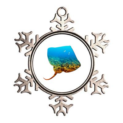 Stingray Lovers Silhouette Earth Day And Ocean Week Gift Metallic Star Ornament