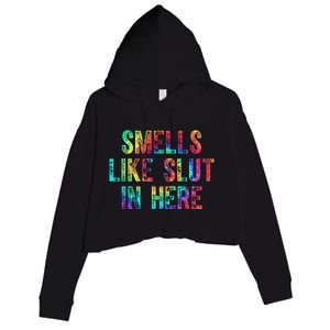 Smells Like Slut In Here Tie Dye Offensive Funny Adult Humor Crop Fleece Hoodie