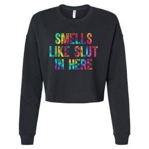 Smells Like Slut In Here Tie Dye Offensive Funny Adult Humor Cropped Pullover Crew