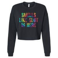 Smells Like Slut In Here Tie Dye Offensive Funny Adult Humor Cropped Pullover Crew