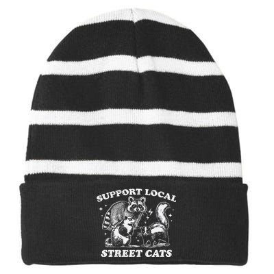 Support Local S.T.R.E.E.T. C.A.T.S. Striped Beanie with Solid Band