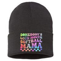 Somebody's Loudmouth Softball Mama Funny Sustainable Knit Beanie