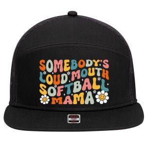 Somebody's Loudmouth Softball Mama Mothers Day 7 Panel Mesh Trucker Snapback Hat