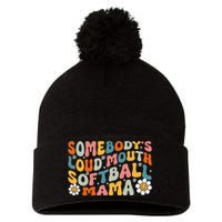 Somebody's Loudmouth Softball Mama Mothers Day Pom Pom 12in Knit Beanie