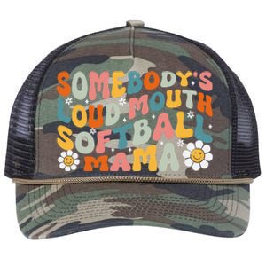 Somebody's Loudmouth Softball Mama Mothers Day Retro Rope Trucker Hat Cap