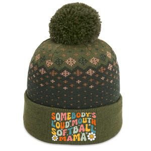 Somebody's Loudmouth Softball Mama Mothers Day The Baniff Cuffed Pom Beanie