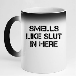 Smells Like Slut In Here Funny Humor 11oz Black Color Changing Mug