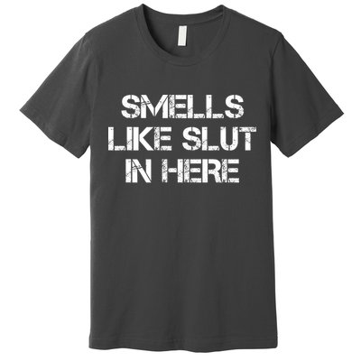 Smells Like Slut In Here Funny Humor Premium T-Shirt
